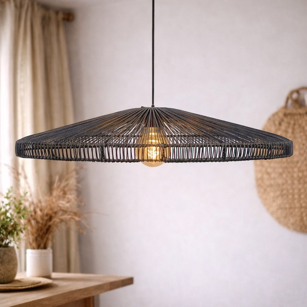 ESSO XL - Suspension en rotin noir