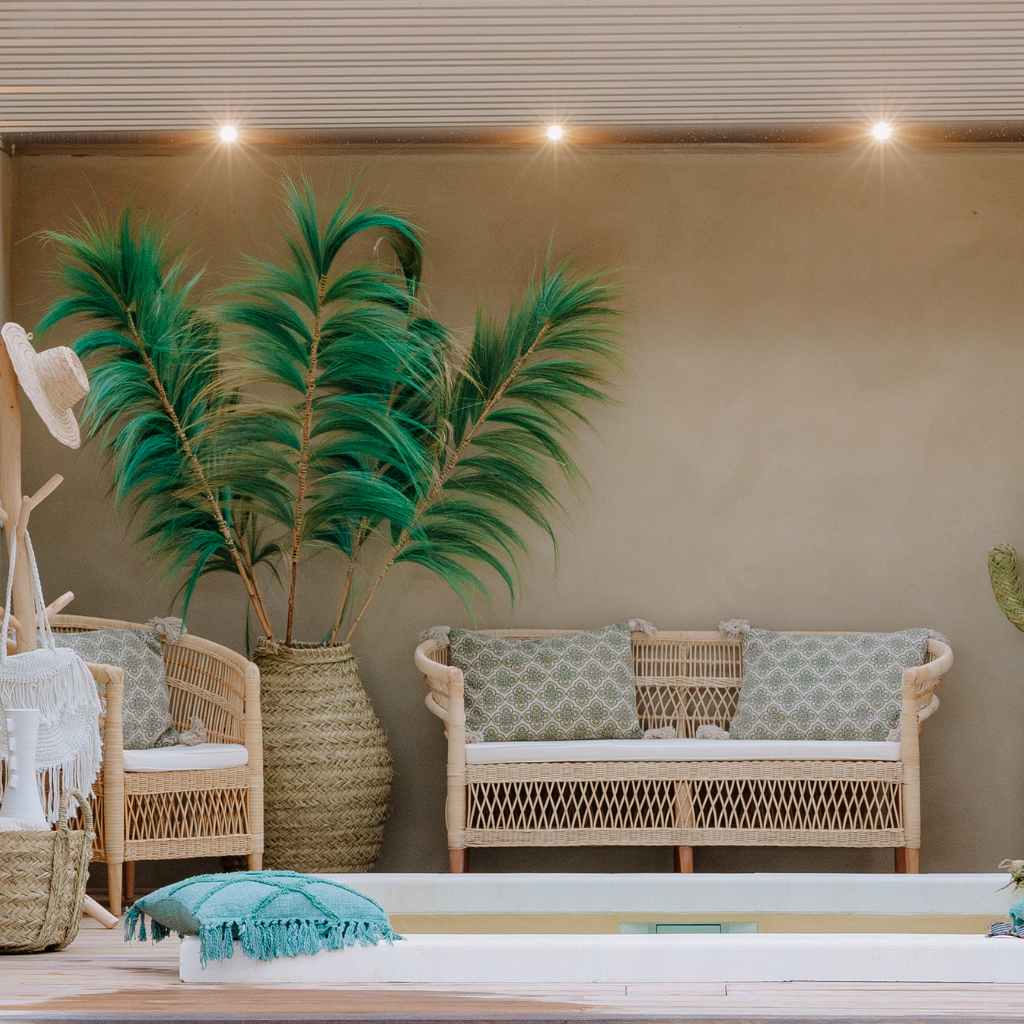 Feuille de rayung et tige bambou  VERT