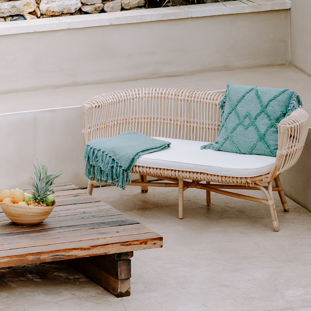 HAVANA - Banquette en rotin avec coussin