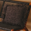 JORDI - Coussin en raphia tressé couleur noir