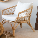 LESKY - Fauteuil en rotin avec coussin