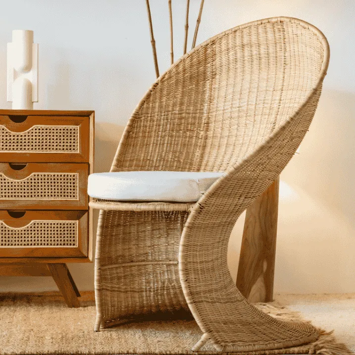 LINZO - Fauteuil original en rotin