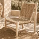 LODJO - Fauteuil en corde tressée et structure en bois d'eucalyptus