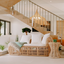 LULLI - Banquette design en rotin avec coussin