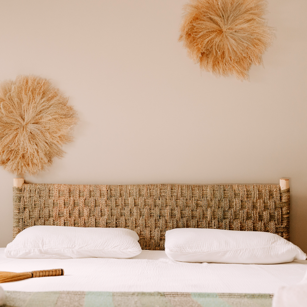 NYNON - Tête de lit en corde tressée et bois d'eucalyptus