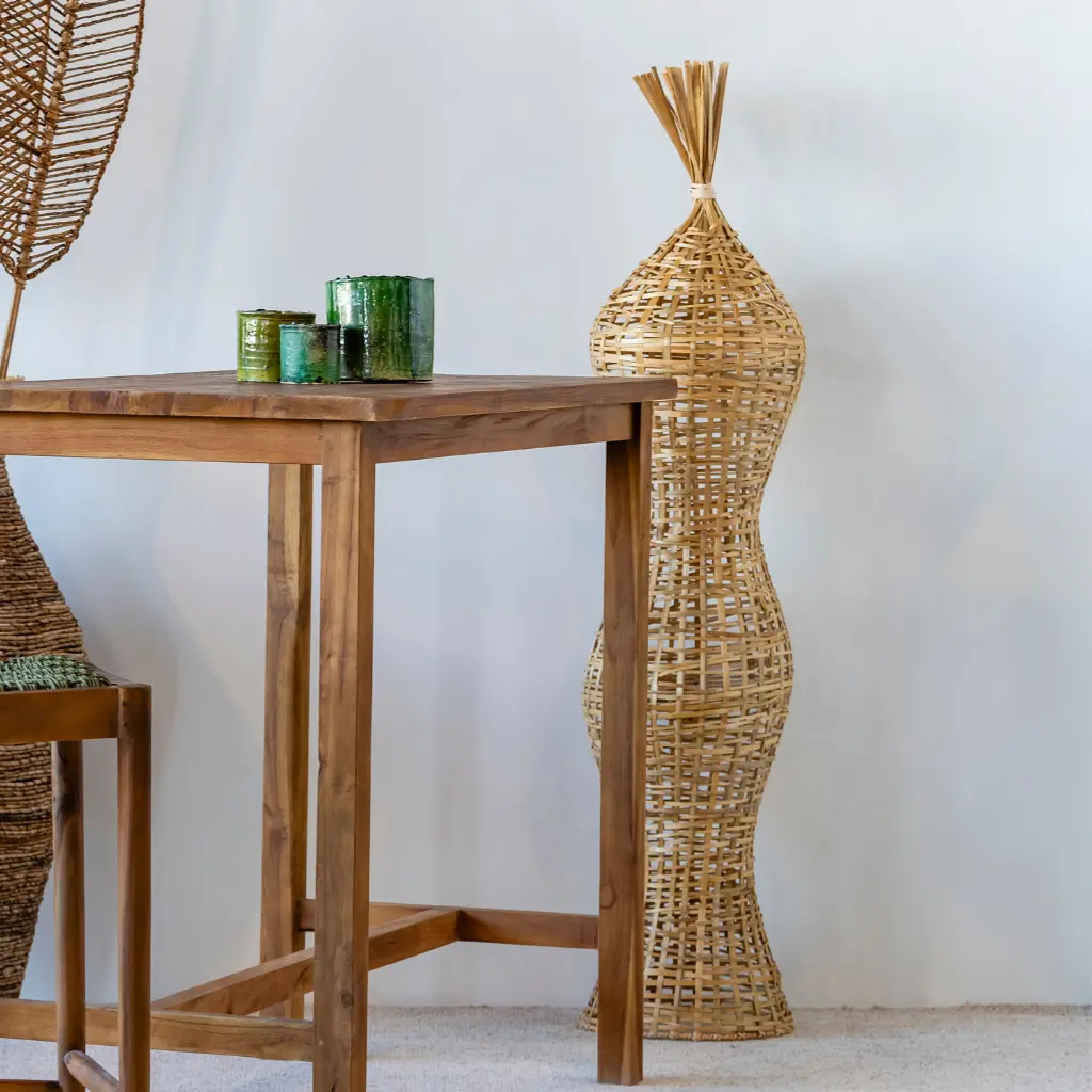 [3760428962430] PALM TREE L - Objet décoratif tressé en bambou