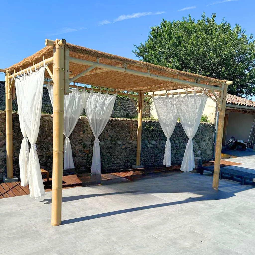 [3760428962539] PERGOLA en bambou 3x4m avec ombrière