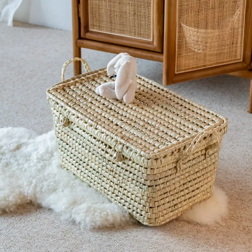 [3760428962621] PILOU - Grand coffre de rangement en feuilles de palmier