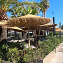 OMBRA - Parasol en corde tressée avec support et pieds métallique