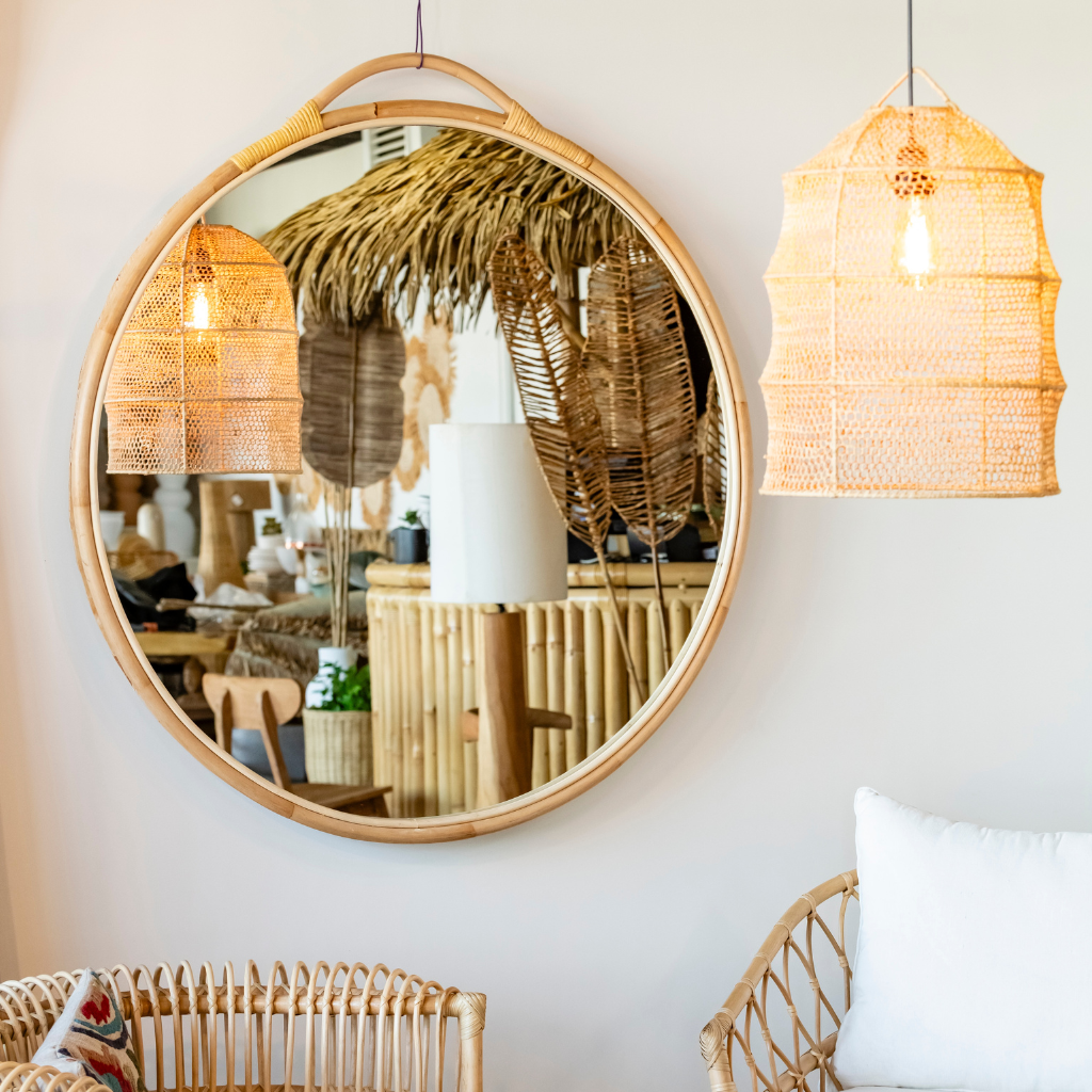 [2000000004372] PUEBLO XL- Miroir rond en rotin