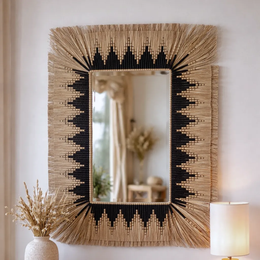 [3760428963529] TALIA - Miroir rectangle en jonc tressé