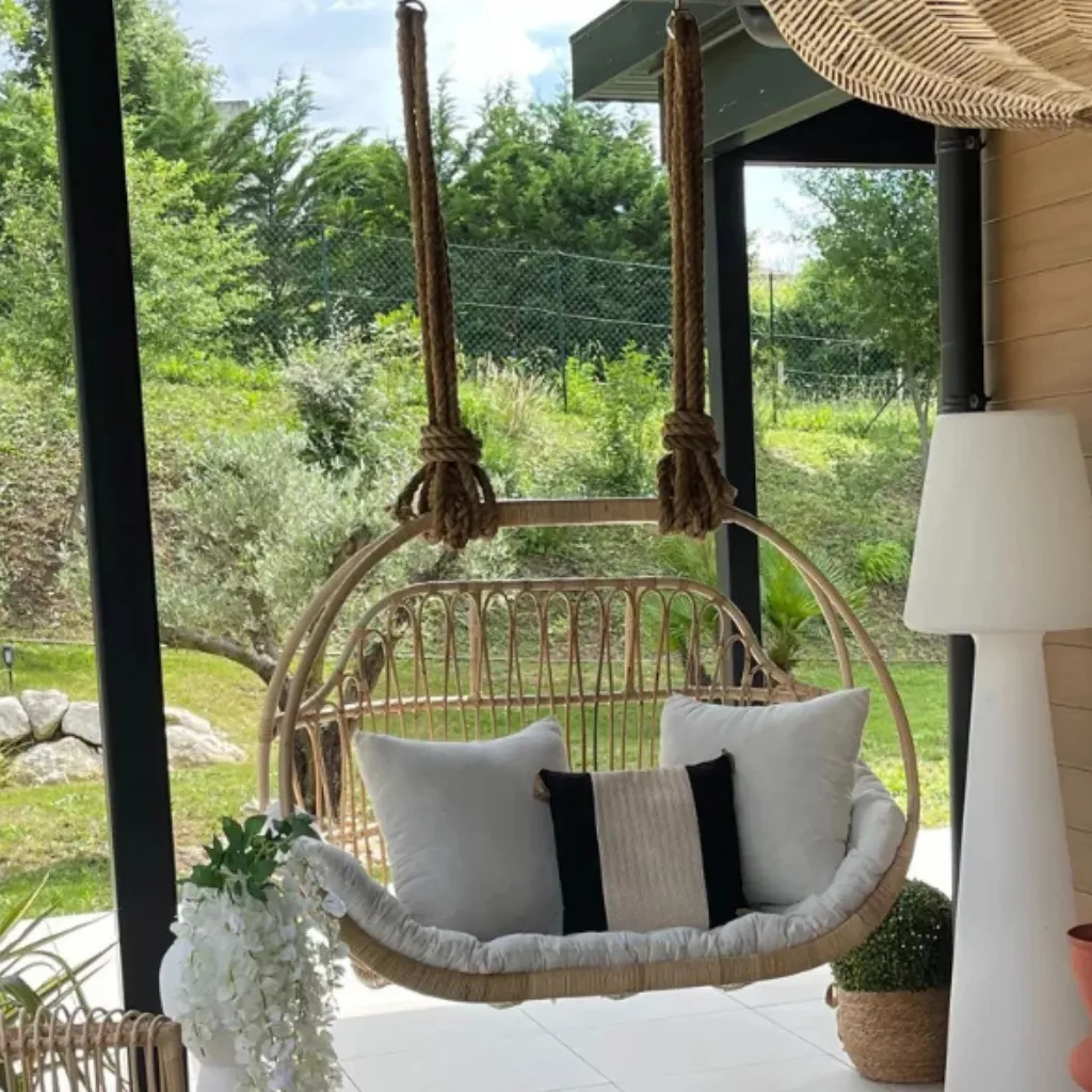 [3760428963659] UBUD- Balancelle en rotin avec coussins