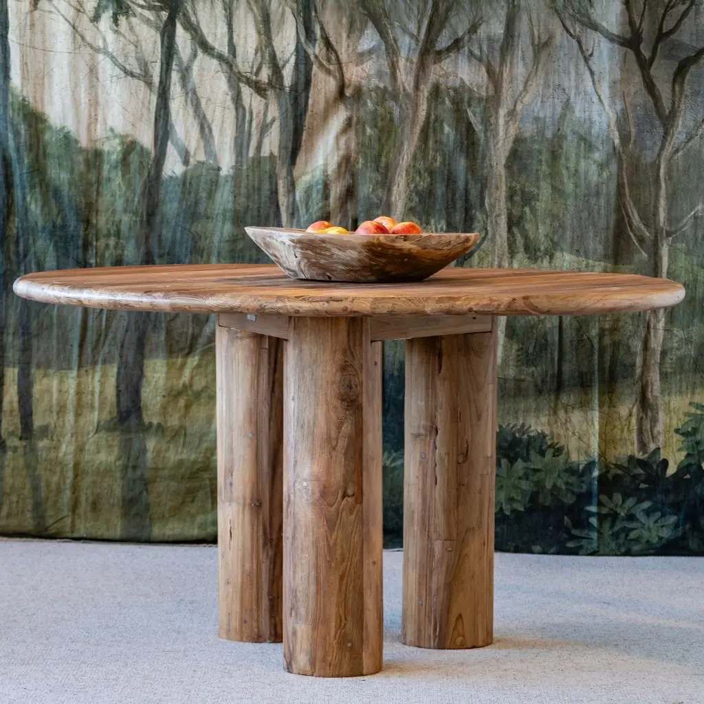 [3760428963130] RONNY - Table ronde avec pieds en teck recyclé