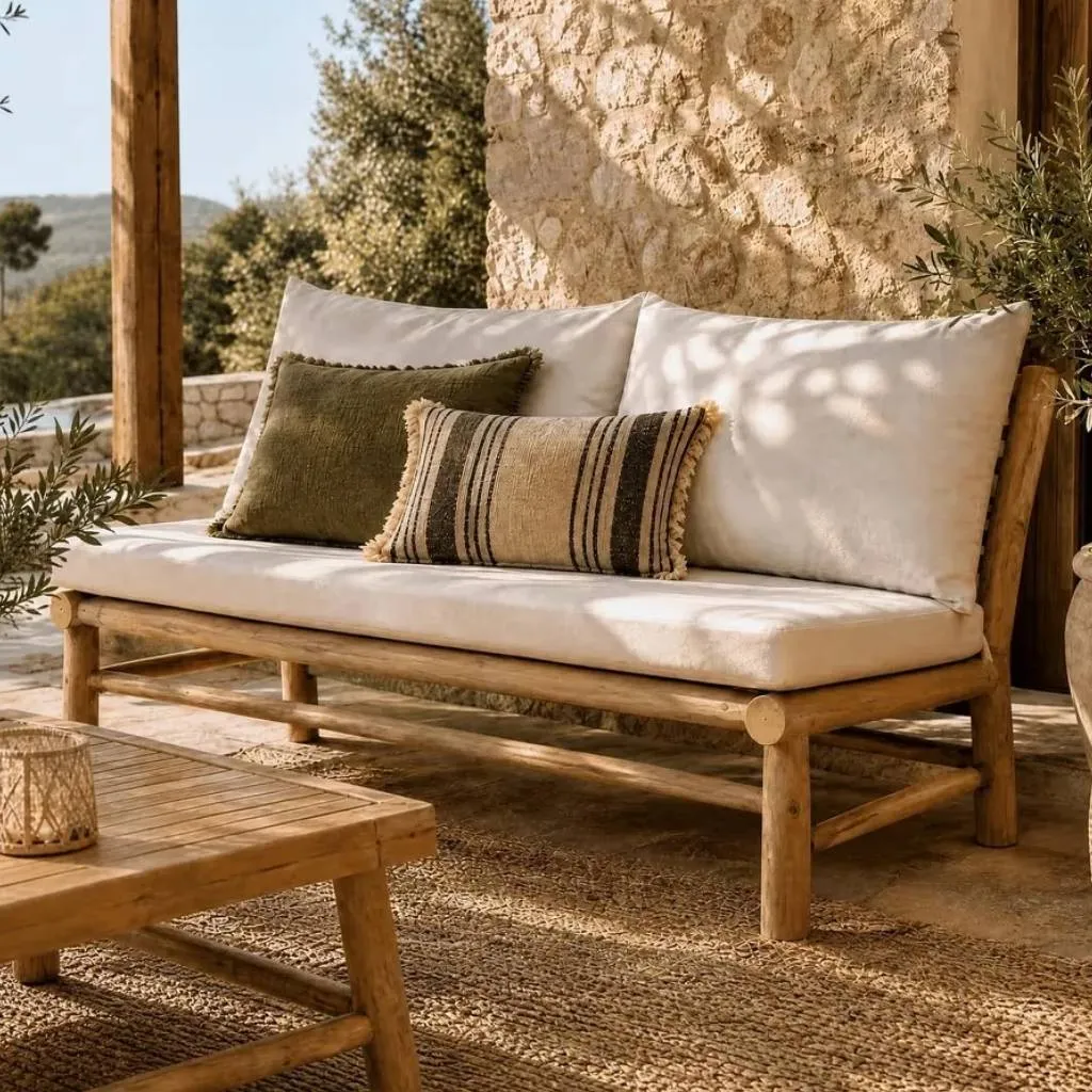 [3760428963864] YAGO - Banquette en teck avec coussin outdoor