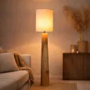 AGATHE M - Lampe à poser en teck et abat-jour en lin