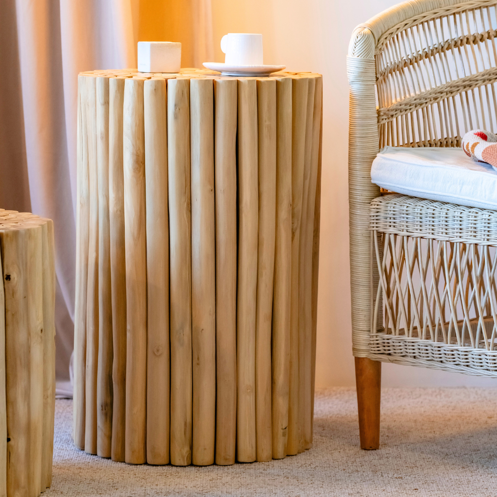 [3760428961426] JATI - Guéridon haut en branche de teck