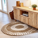 SALSA - Tapis en jonc de mer blanc et naturel D150