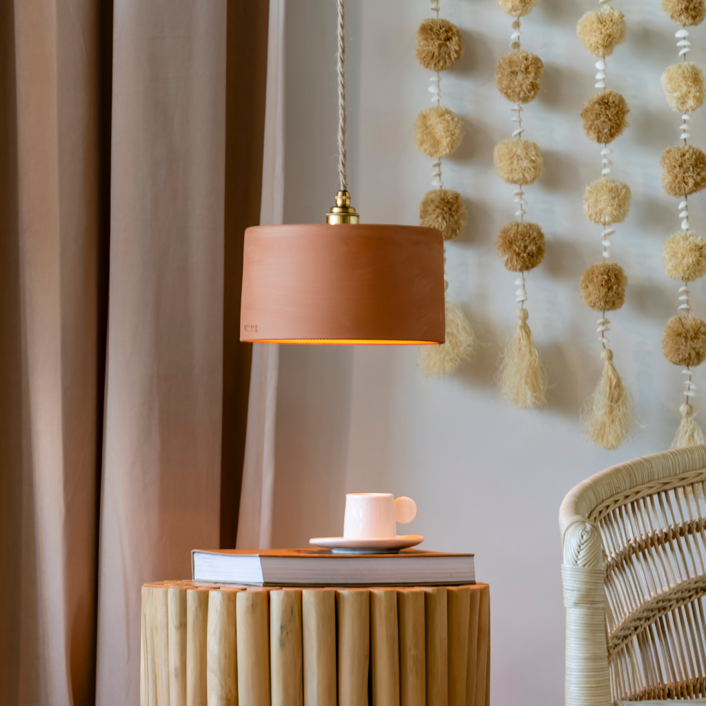 [3760428962294] ODILE - Suspension en terre cuite Ocre