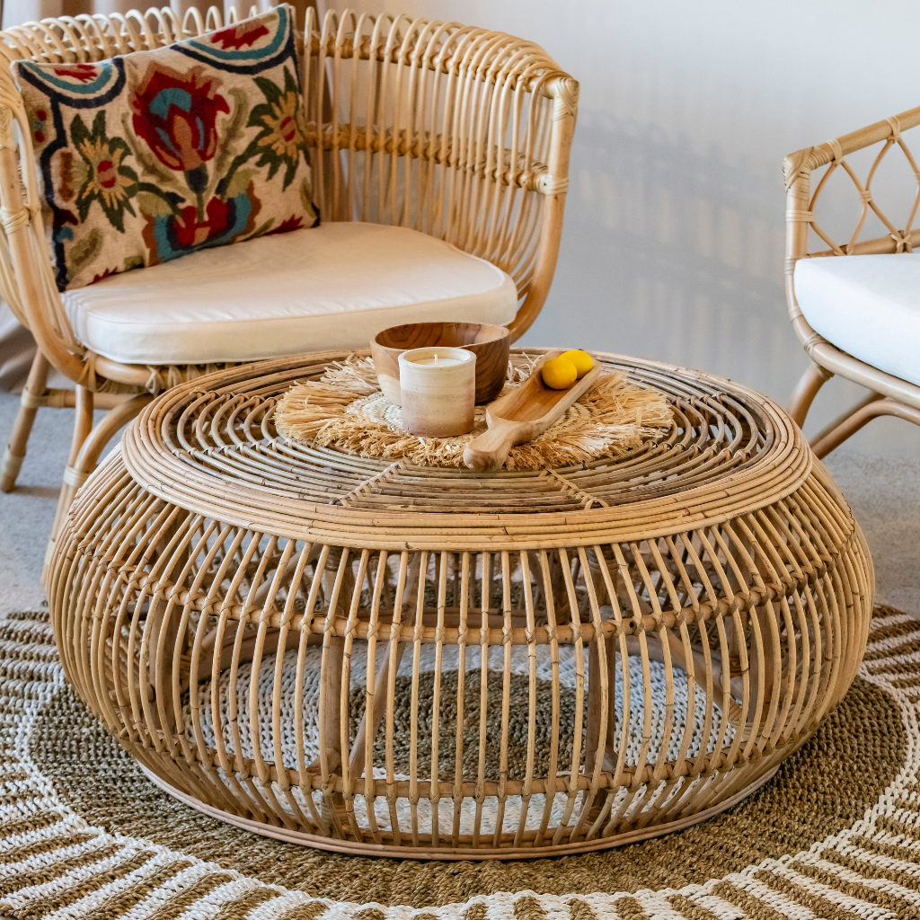 POP - Table basse ronde en rotin