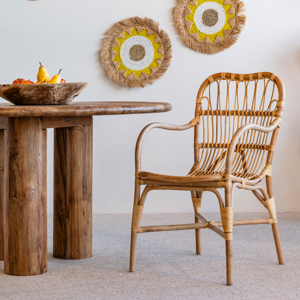 NELLY - Chaise / Fauteuil en rotin avec accoudoirs