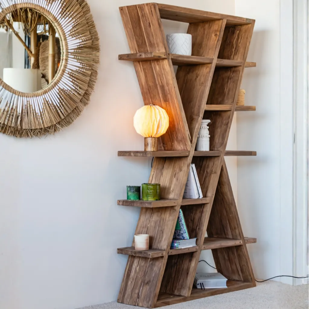 [3760428964670] WANDA - Étagère en teck recyclé géométrique