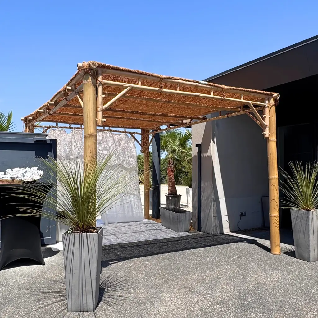 PERGOLA S - 3mx3m avec ombrière en fibre de coco