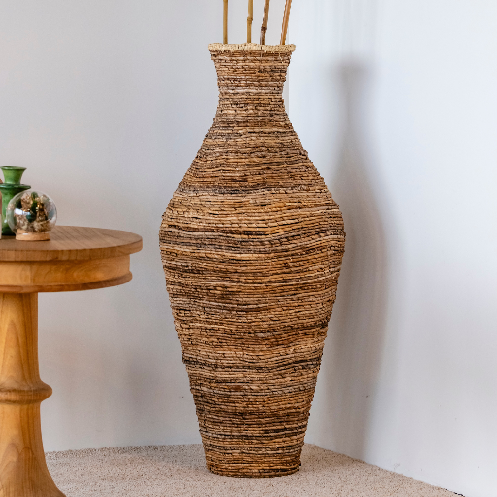 [3760428964472] CINNA - Grande jarre en feuilles de bananier