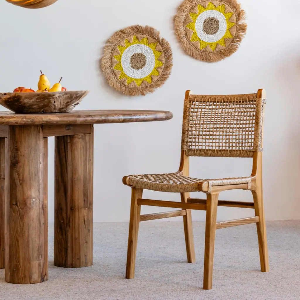 ANETTE - Chaise en corde synthétique et bois de teck