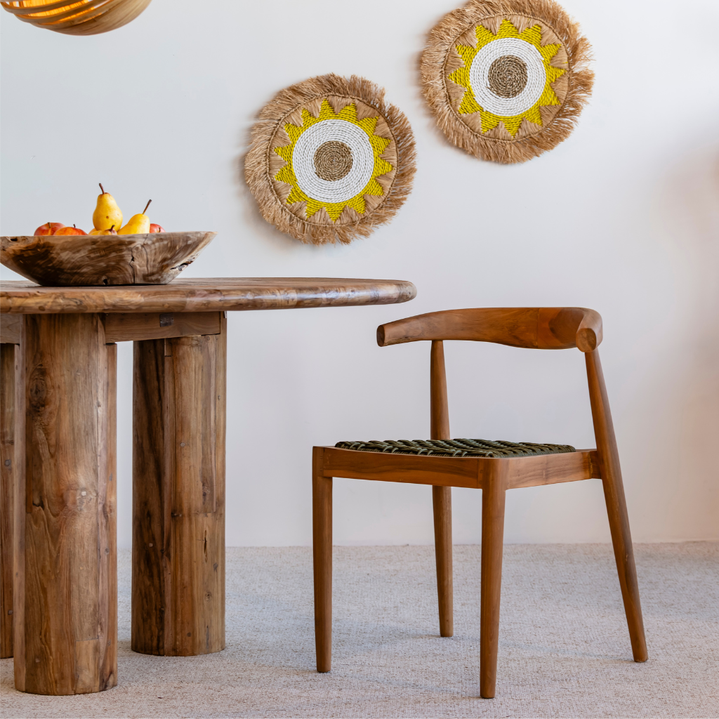 [3760428964878] AMBIA - Chaise en bois de teck et corde synthétique verte