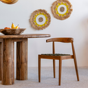 AMBIA - Chaise en bois de teck et corde synthétique verte