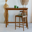 AMBIA - Chaise haute de bar en teck et corde kaki