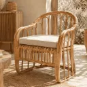 LIVIO - Fauteuil en rotin avec coussin d'assise