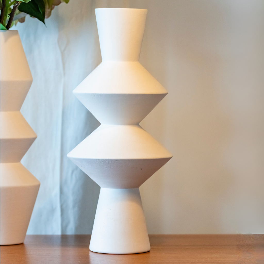 [3760428964410] RIVAGE - Petit vase en terre cuite blanc M2