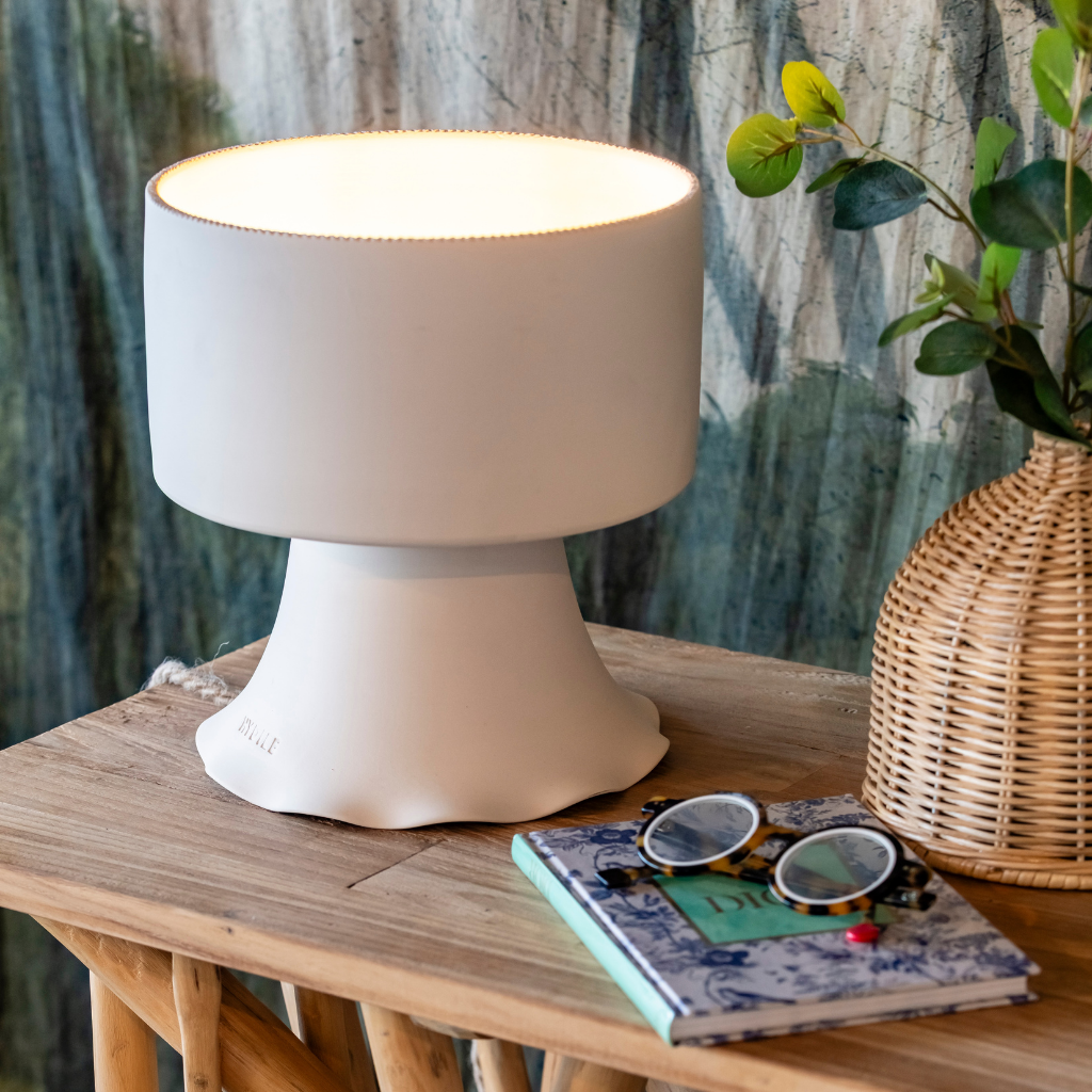 [3760428964991] ONDA - Lampe à poser en terre cuite blanche