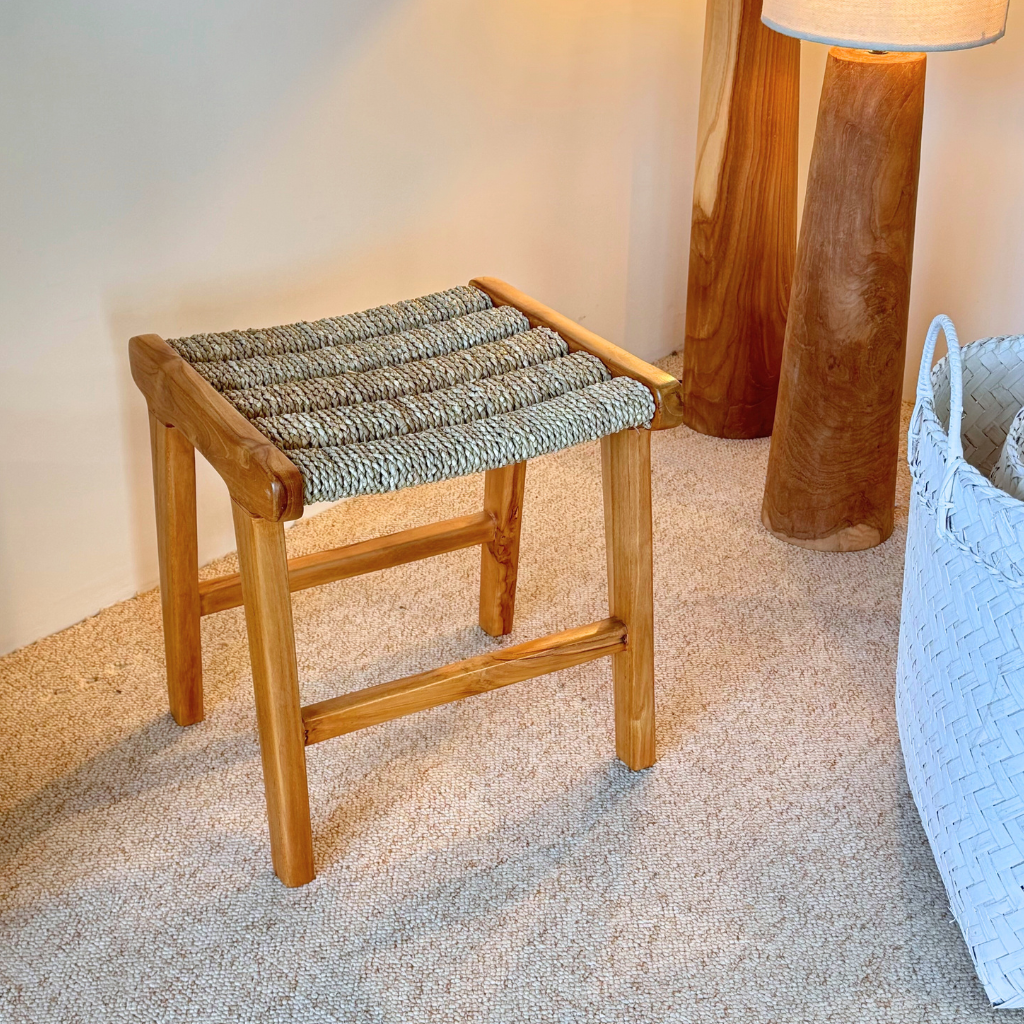 [3760428964748] ALICE - Tabouret en teck et corde tressé