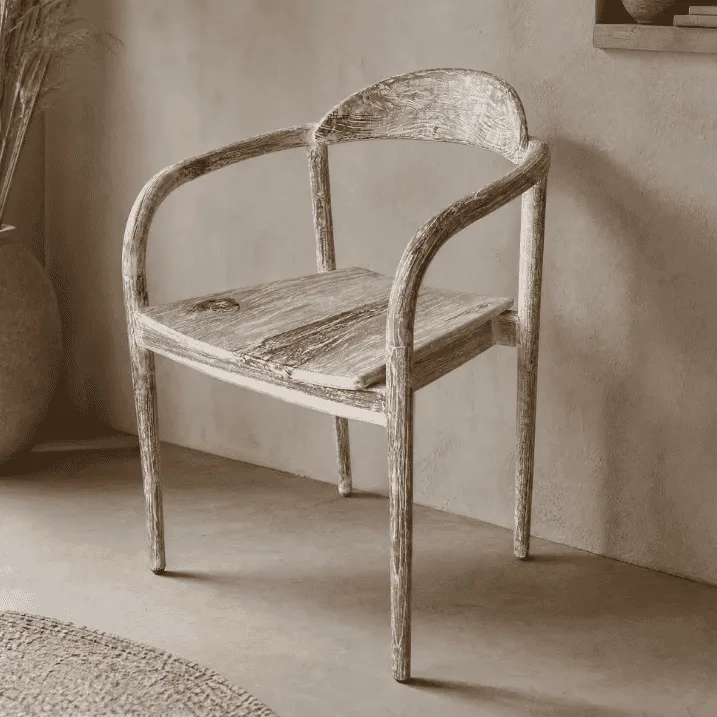 RITA - Chaise en bois de teck naturel et blanchi