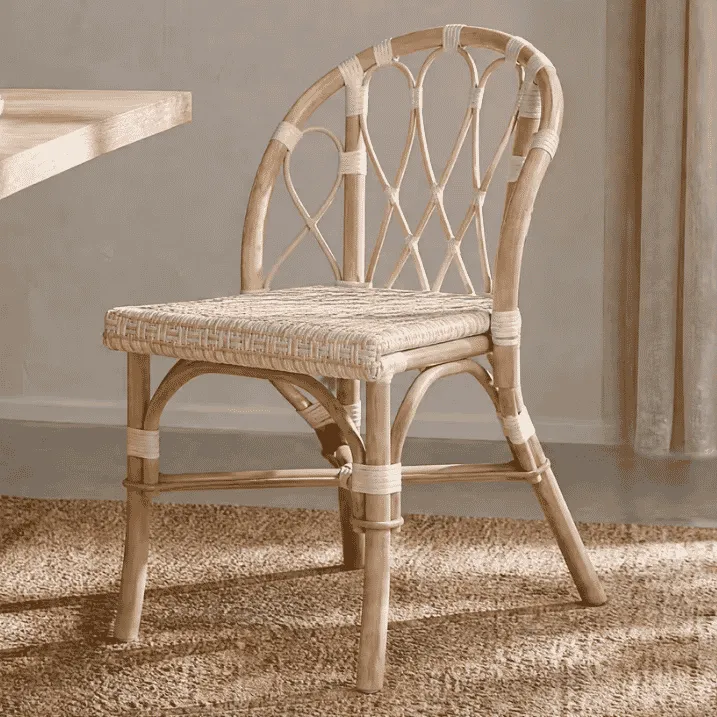JANETTE - Chaise bistrot blanche en rotin naturel et rotin synthétique