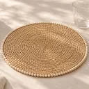 PERLE - Lot de 2 sets de table en rotin et perle naturelle